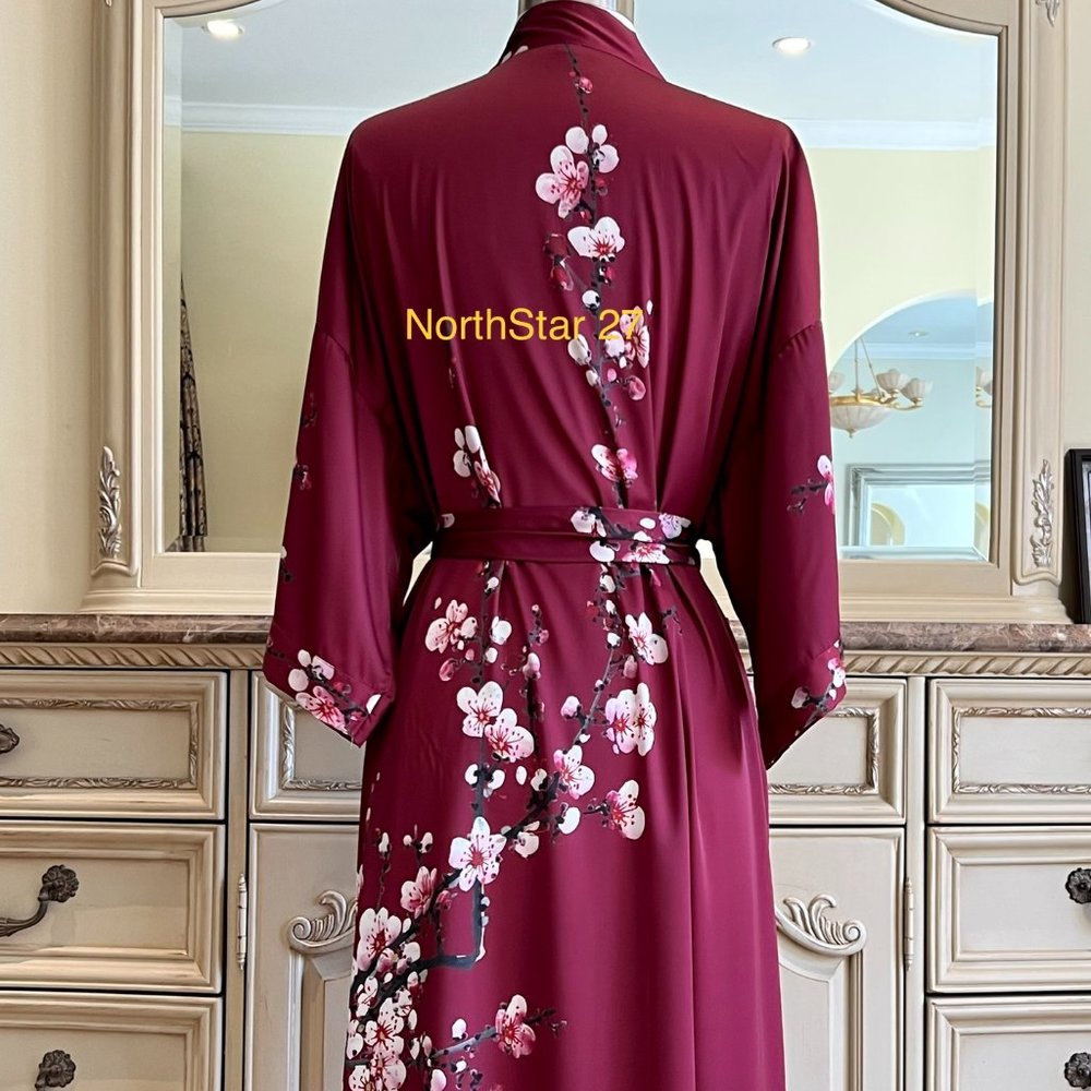 Women Plus Size Kimono Silky Satin Dressing Gown